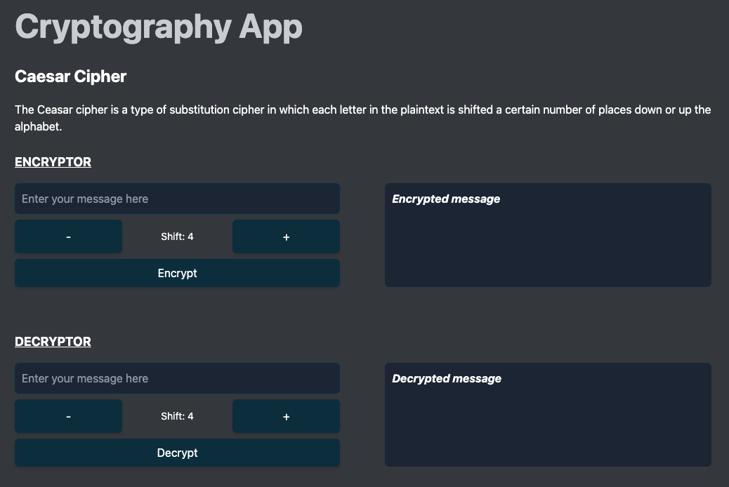 Screenshot of Cryptography App